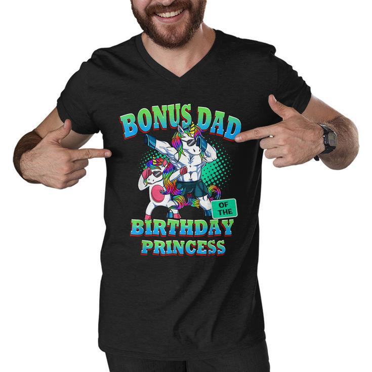 Bonus Dad Of The Birthday Princess Dabbing Unicorn Girl  Men V-Neck Tshirt