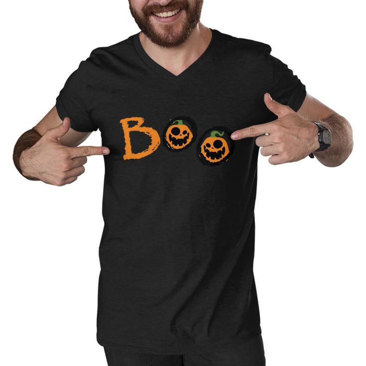 Boo Pumpkin Halloween Quote Men V-Neck Tshirt