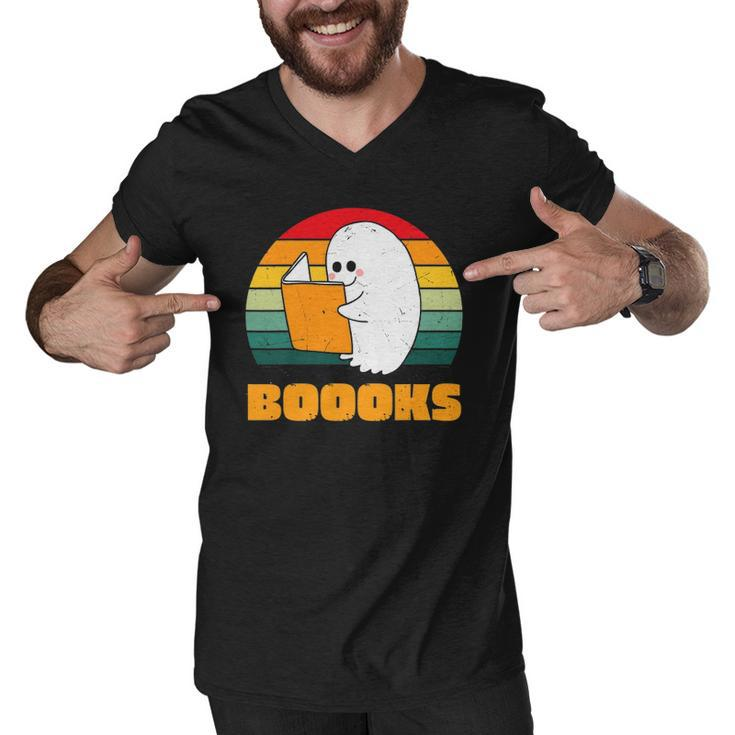 Boooks Ghost Funny Librarian Book Lovers Halloween Costume Men V-Neck Tshirt