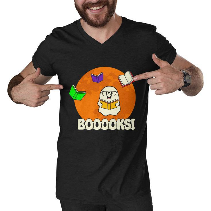 Booooks Ghost Boo Halloween Quote Men V-Neck Tshirt