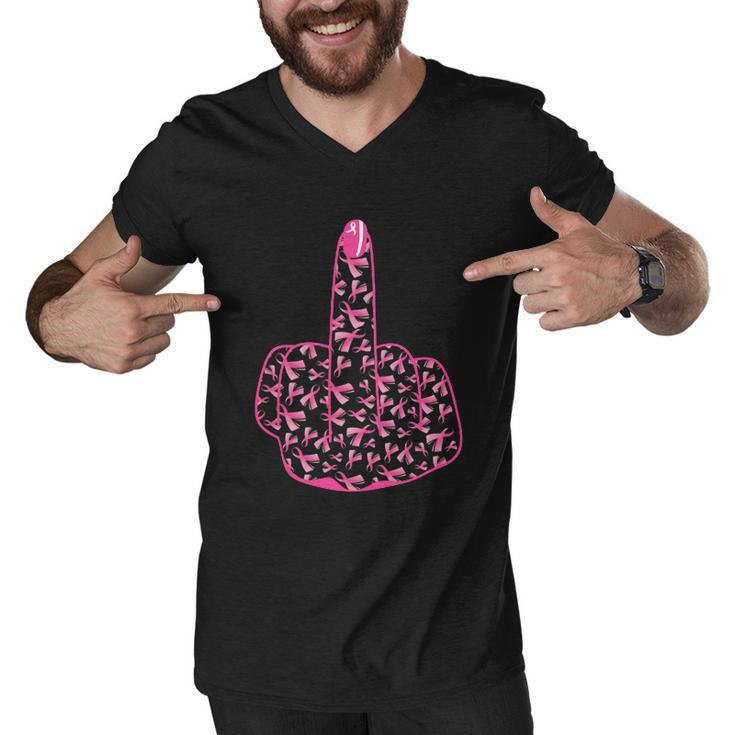 Breast Cancer Awareness Fck Breast Cancer Finger Men V-Neck Tshirt