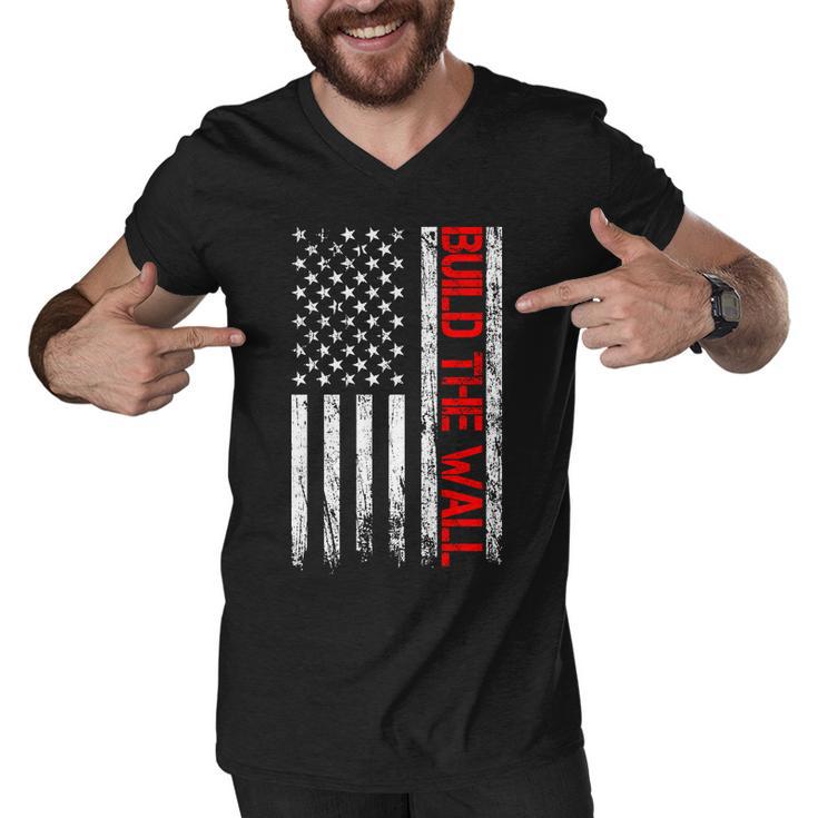 Build The Wall Distressed Flag Men V-Neck Tshirt