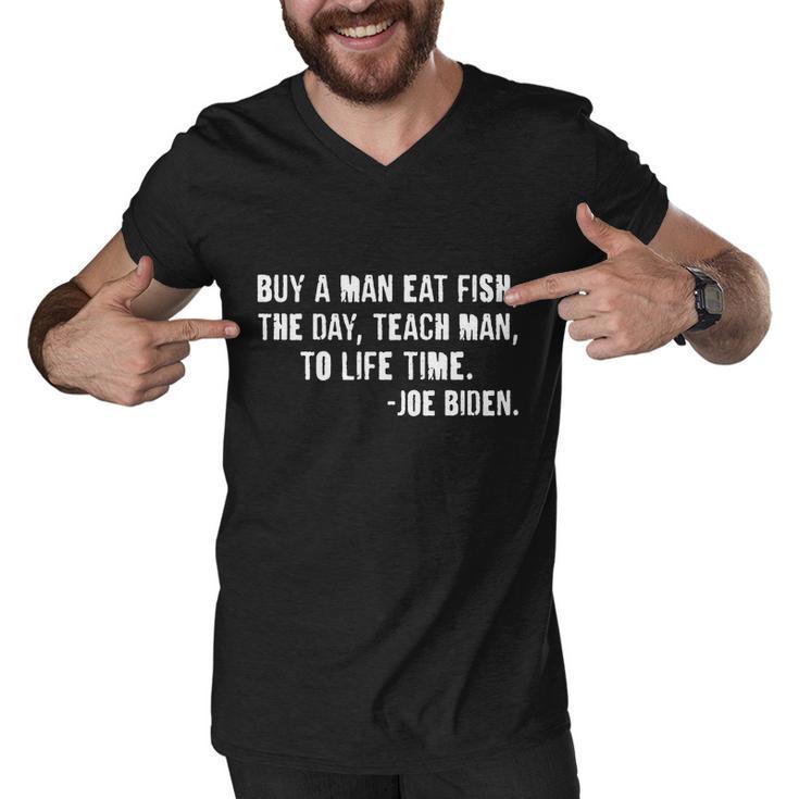 Buy A Man Eat Fish Joe Biden Tshirt Men V-Neck Tshirt