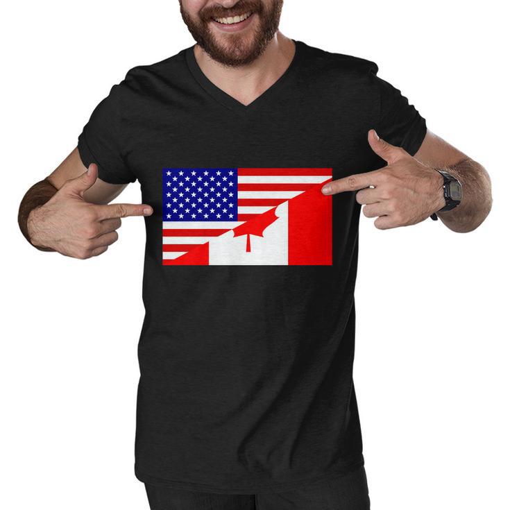 Canadian American Usa Flag Men V-Neck Tshirt