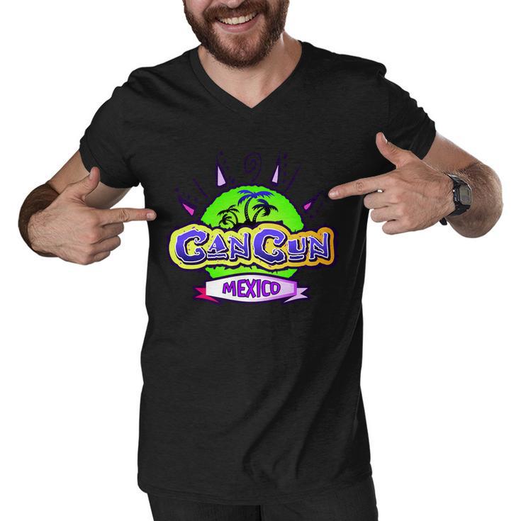 Cancun Tropical Logo Men V-Neck Tshirt