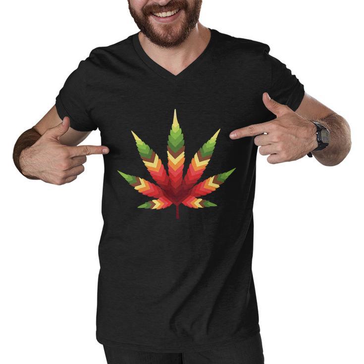 Cannabis Leaf Tshirt Men V-Neck Tshirt