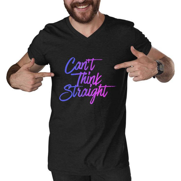 Cant Think Straight Funny Bisexual Bi Pride Flag Men V-Neck Tshirt