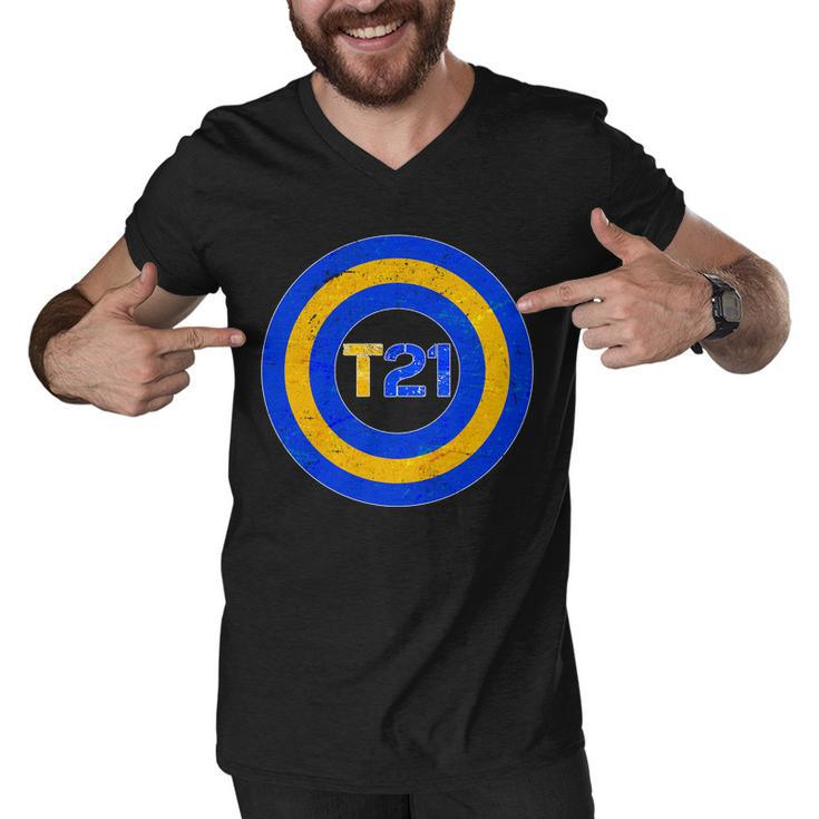 Captain T21 Shield - Down Syndrome Awareness Men V-Neck Tshirt