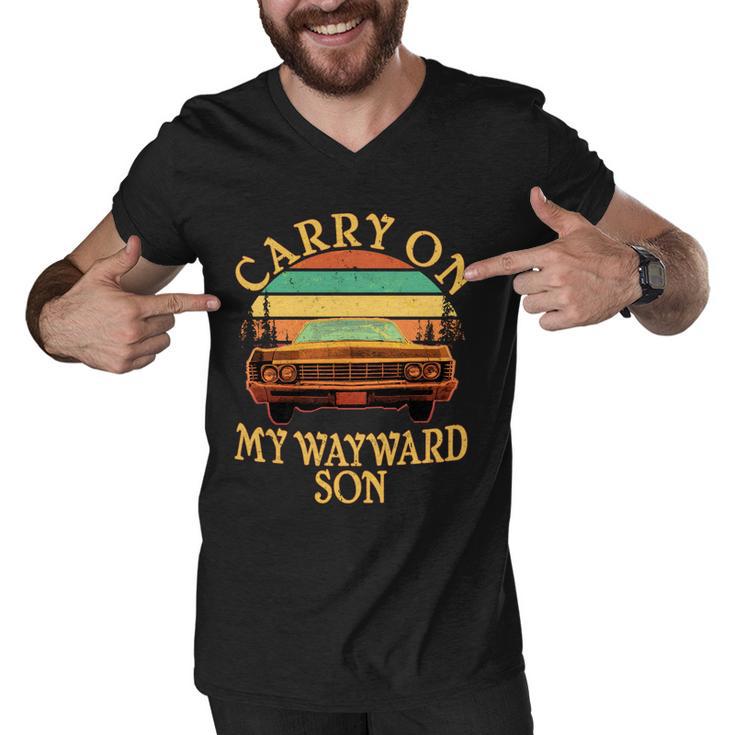 Carry On My Wayward Son Tshirt Men V-Neck Tshirt