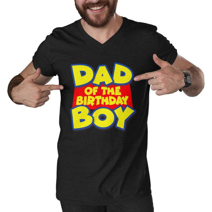 Cartoony Dad Of The Birthday Boy Tshirt Men V-Neck Tshirt