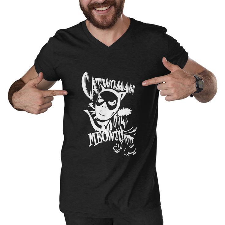 Catwoman Meow Comic Funny Men V-Neck Tshirt