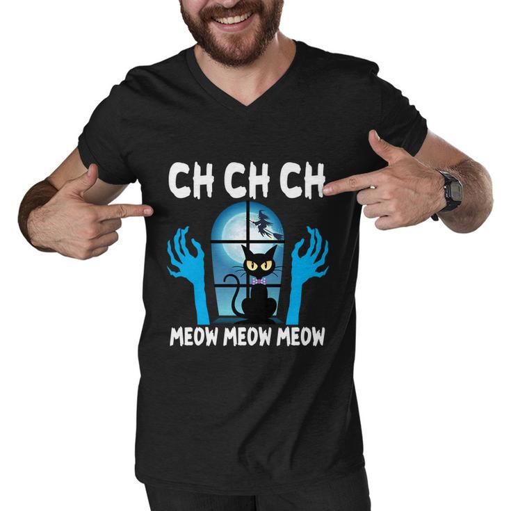 Ch Ch Ch Meow Moew Moew Cat Halloween Quote Men V-Neck Tshirt