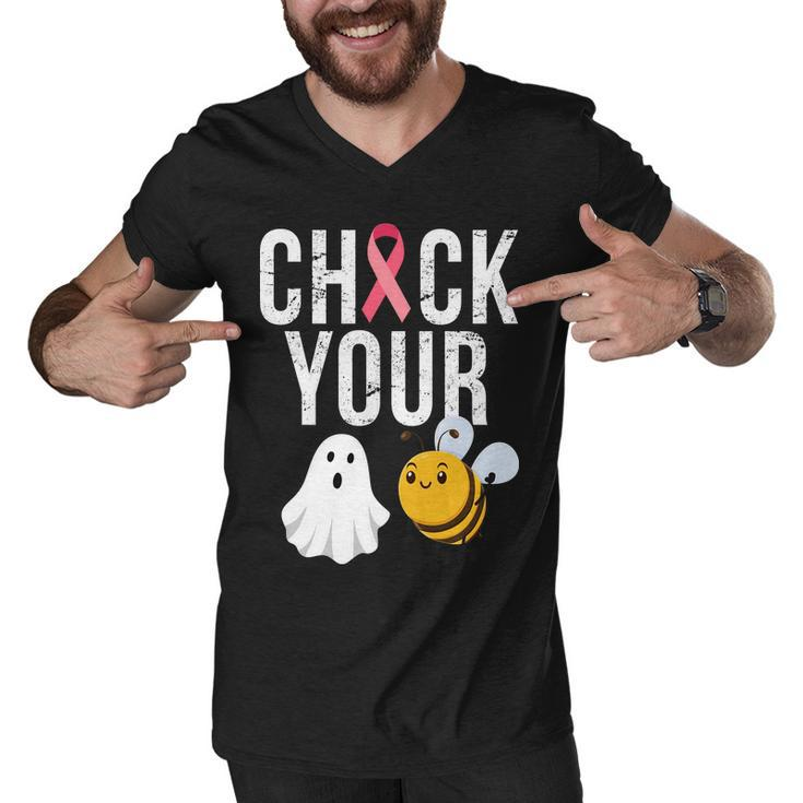 Check Your Boo Bees Breast Cancer Halloween Men V-Neck Tshirt