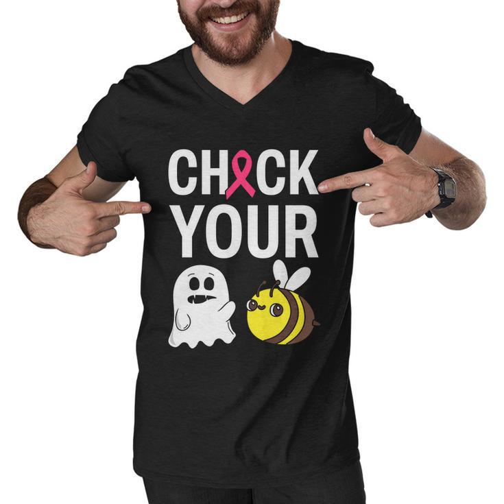 Check Your Boo Bees Breast Cancer Squad Breast Cancer Awareness Men V-Neck Tshirt