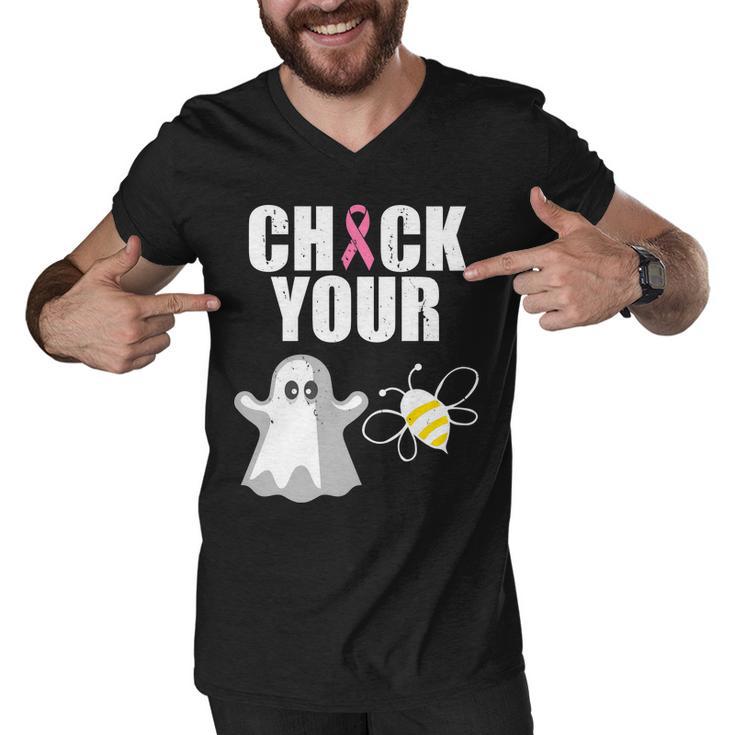 Check Your Boobies Breast Cancer Halloween Tshirt Men V-Neck Tshirt