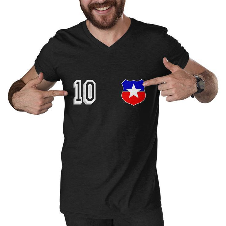 Chile Soccer La Roja Jersey Number  Men V-Neck Tshirt