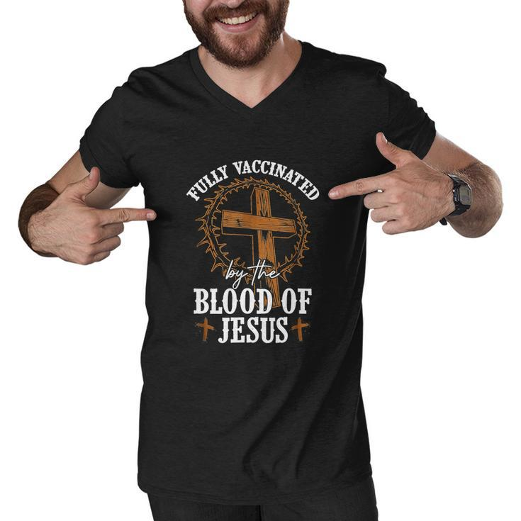 Christian Jesus Lover Fully Vaccinated By The Blood Of Jesus Men V-Neck Tshirt