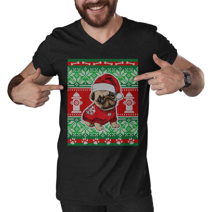 Christmas Cute Pug Ugly Sweater Men V-Neck Tshirt