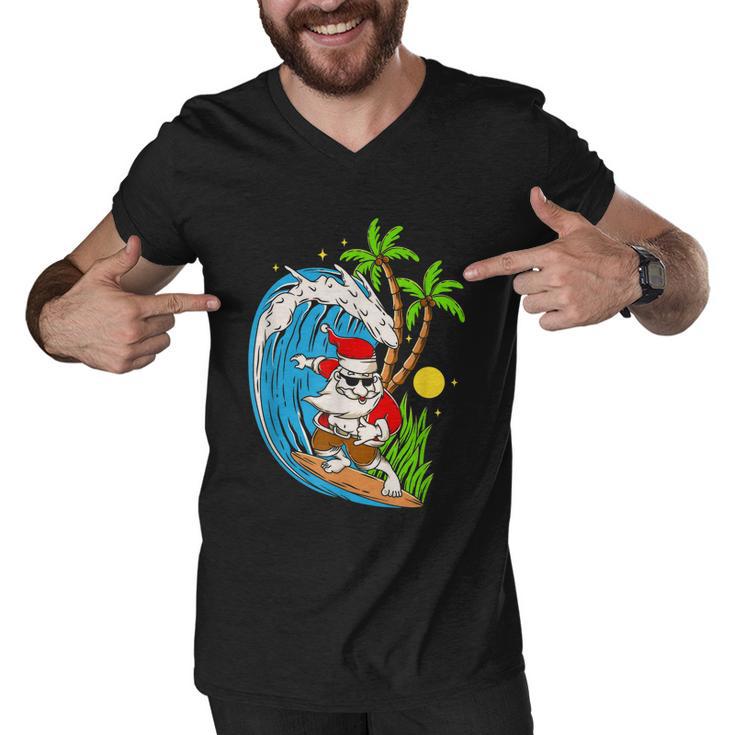 Christmas Im July | Summer Santa Claus Beach Hawaii Surf Men V-Neck Tshirt