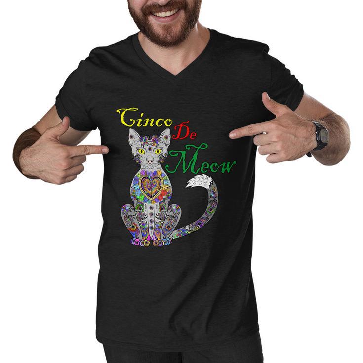 Cinco De Meow Funny Mexican Cat Men V-Neck Tshirt