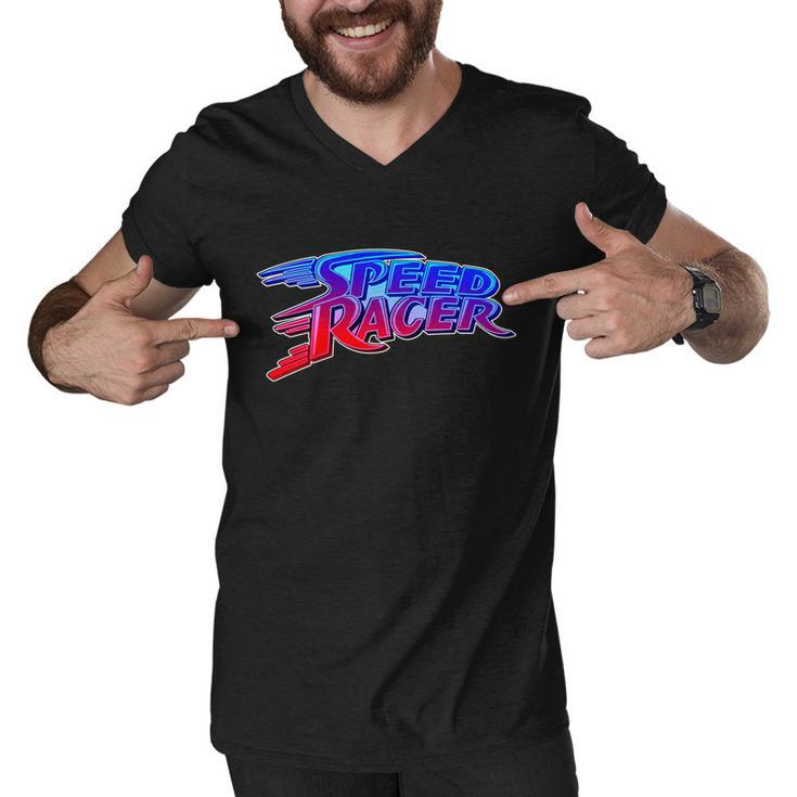 Classic Retro Speed Racer Logo Tshirt Men V-Neck Tshirt