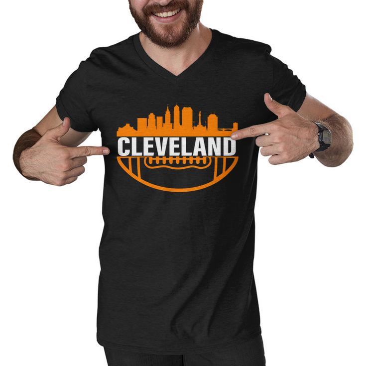 Cleveland Football Skyline City Logo Men V-Neck Tshirt
