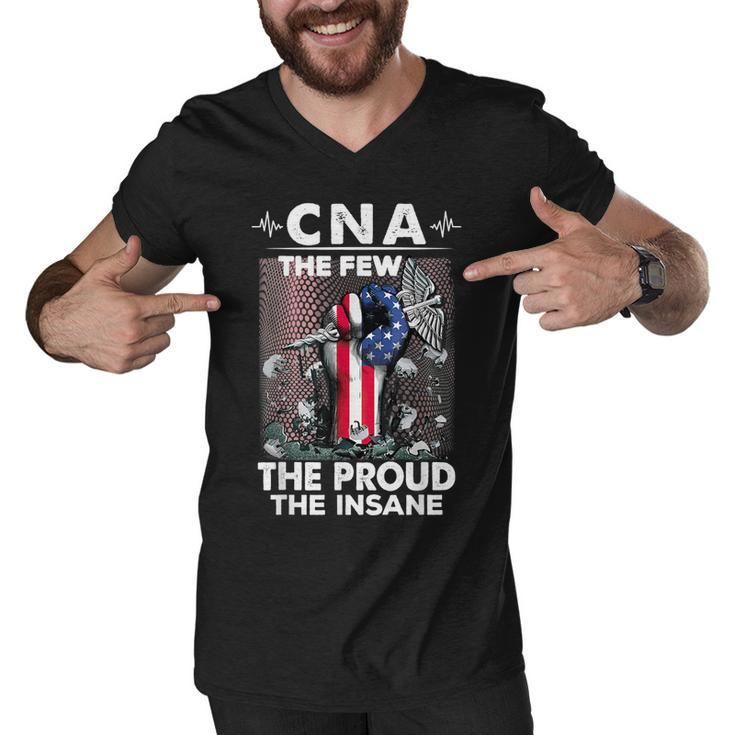 Cna Emt The Few The Proud The Insane Usa American Flag  Men V-Neck Tshirt