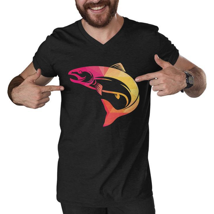 Colorful Geometric Fish Men V-Neck Tshirt