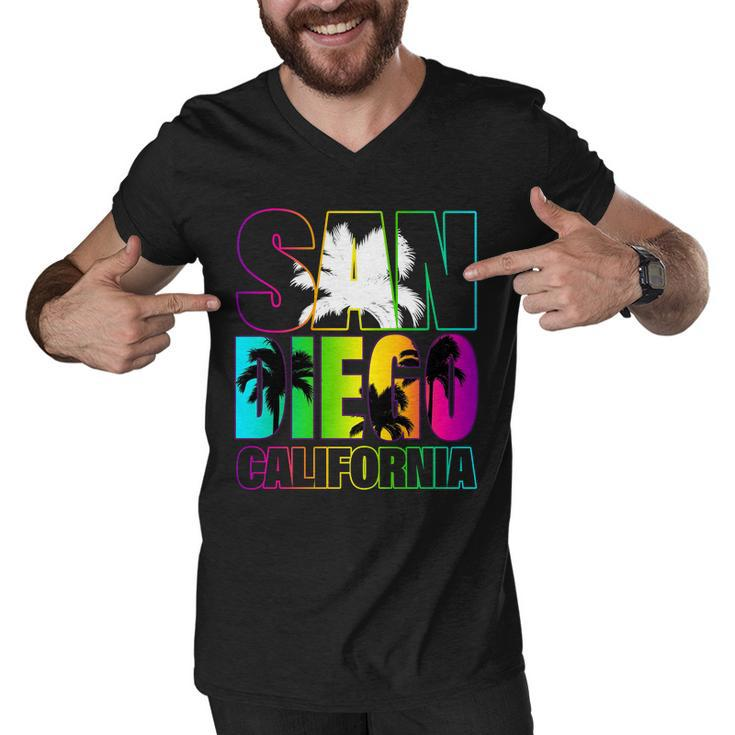 Colorful San Diego California Tshirt Men V-Neck Tshirt