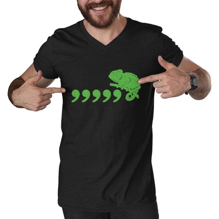 Comma Chameleon Funny Men V-Neck Tshirt