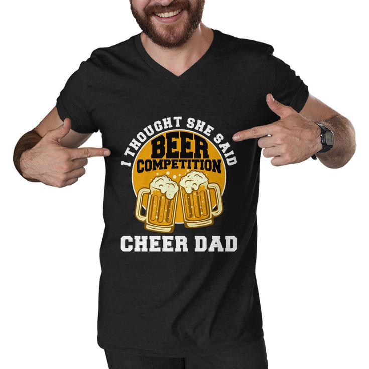 Cool Cheer Dad Gift For Men Funny Beer Cheerleading Dad Funny Gift Men V-Neck Tshirt