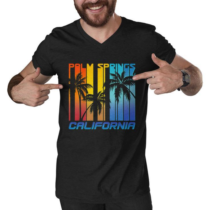 Cool Retro Palm Springs California Men V-Neck Tshirt