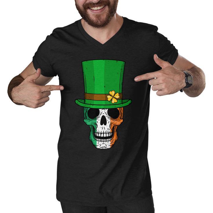 Cool St Patricks Day Irish Skull Tshirt Men V-Neck Tshirt