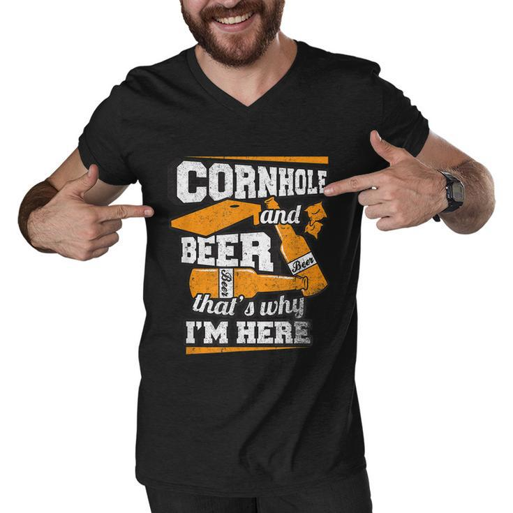 Cornhole And Beer Thats Why Im Here Funny Cornhole Men V-Neck Tshirt
