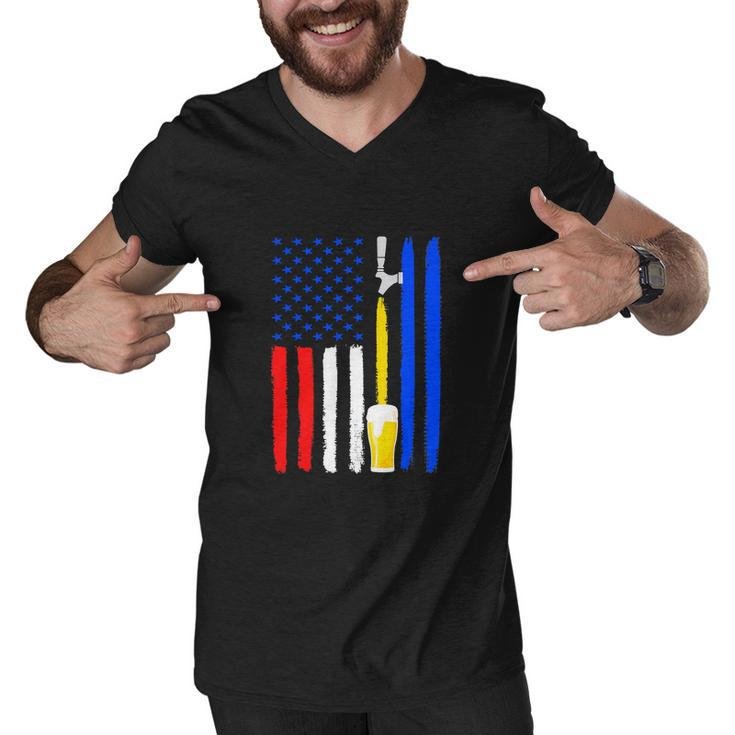 Craft Beer American Flag Usa Patriotic Funny 4Th Of July Men V-Neck Tshirt