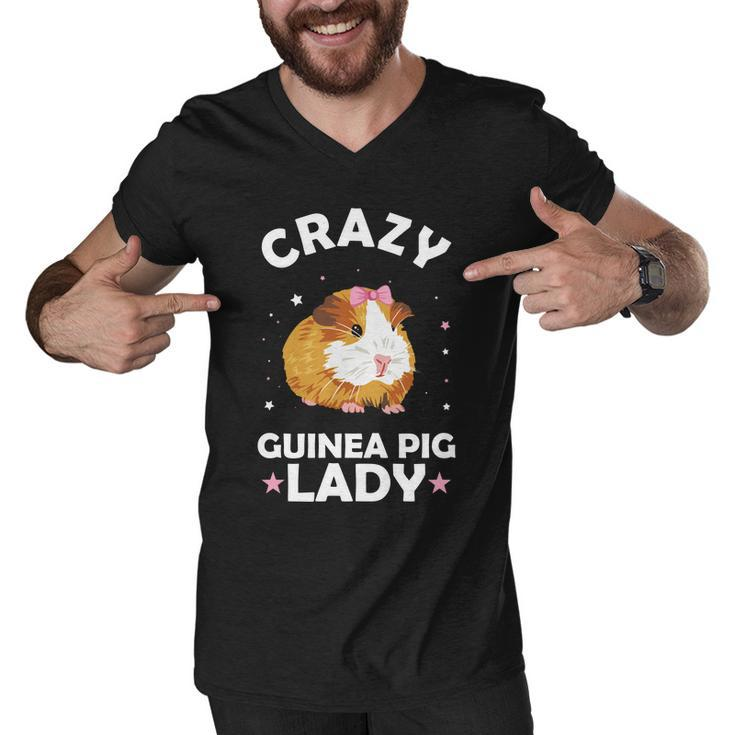 Crazy Guinea Pig Lady Men V-Neck Tshirt