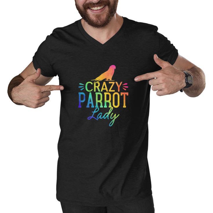 Crazy Parrot Lady Men V-Neck Tshirt