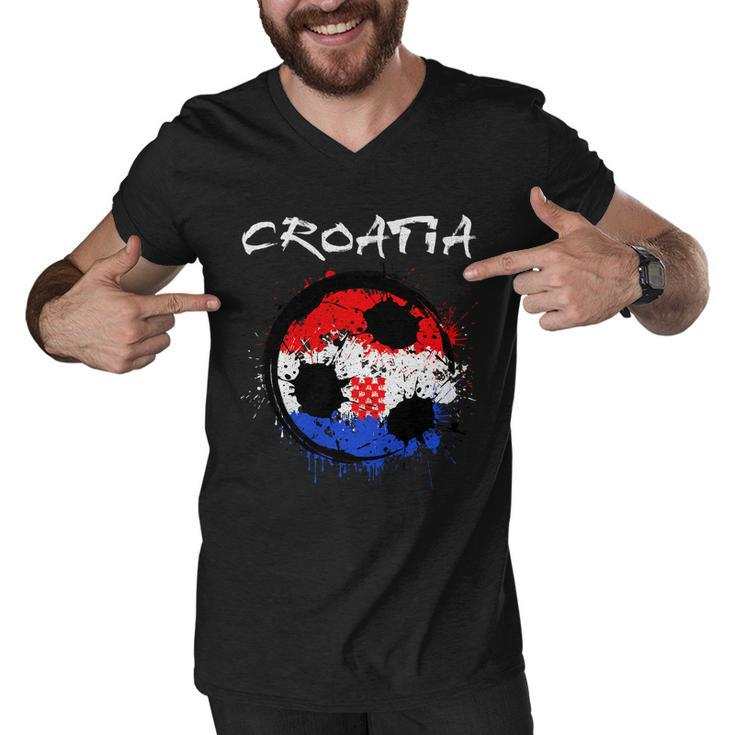 Croatia Soccer Ball Flag Men V-Neck Tshirt