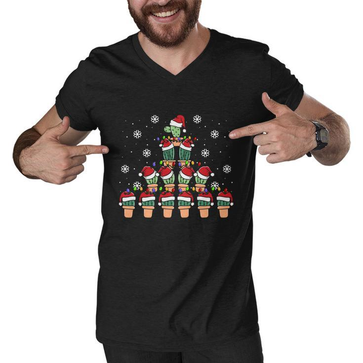 Cute Cactus Christmas Tree Succulent Cactus Xmas Gift Men V-Neck Tshirt