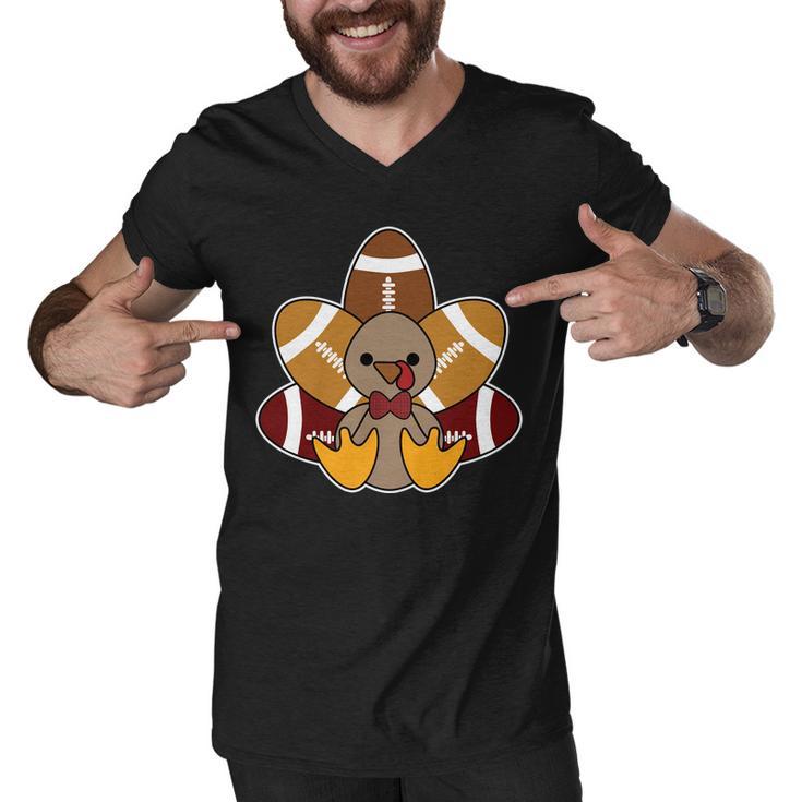 Cute Football Turkey Thanksgiving Tshirt Men V-Neck Tshirt