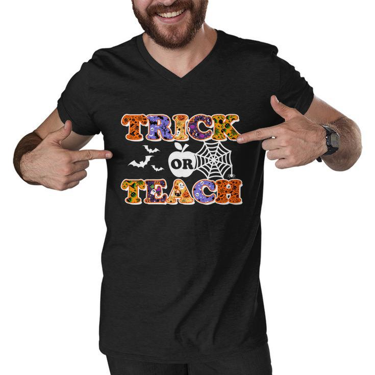 Cute Halloween Trick Or Teach Teacher Men V-Neck Tshirt