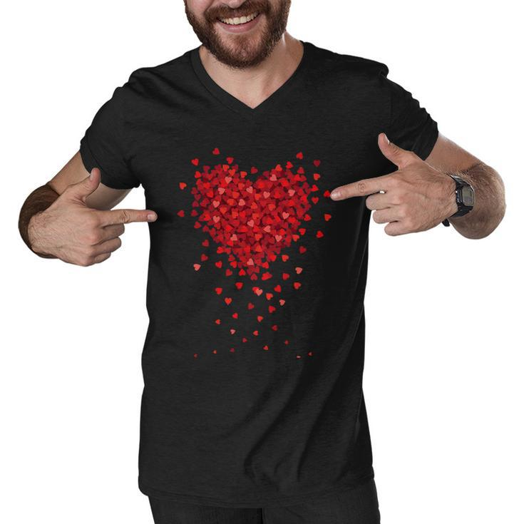 Cute Valentines Day Messy Heart Shapes Men V-Neck Tshirt
