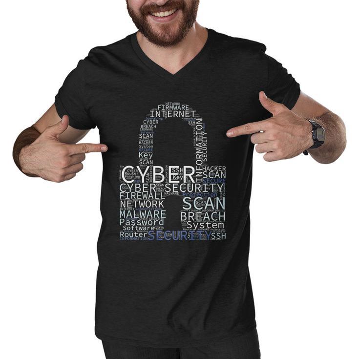 Cyber Security Wordcloud Padlock Men V-Neck Tshirt