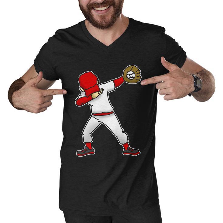 Dabbing Baseball Player Men V-Neck Tshirt