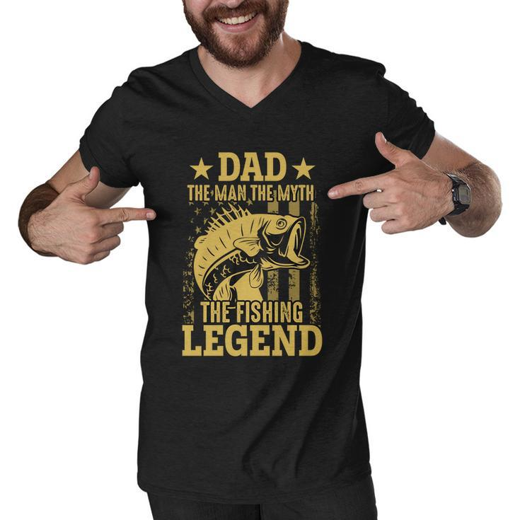 Dad Fishing Legend Flag Tshirt Men V-Neck Tshirt