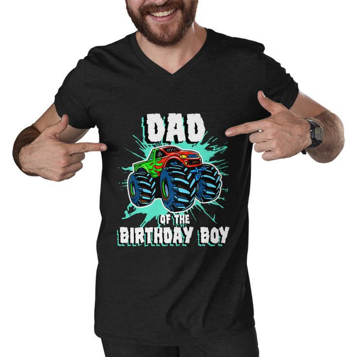 Dad Of The Birthday Boy Monster Truck Birthday Party Gift Men V-Neck Tshirt