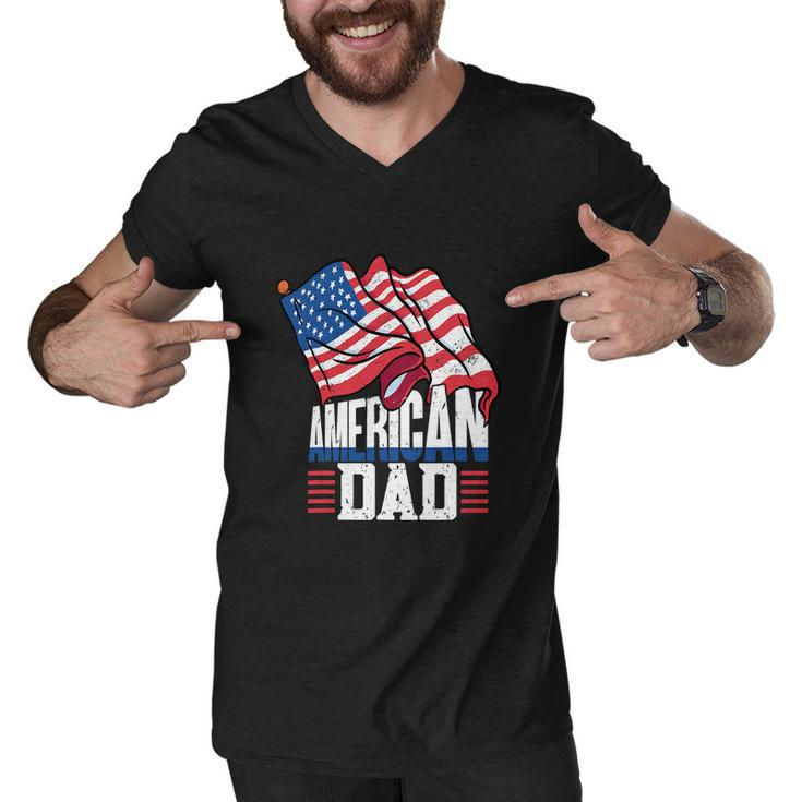 Dad Patriotic American Flag 4Th Of July Men V-Neck Tshirt