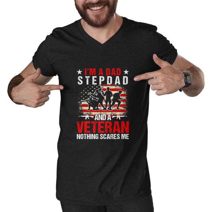 Dad Stepdad And A Veteran Fathers Day Funny 4Th Of July Men V-Neck Tshirt