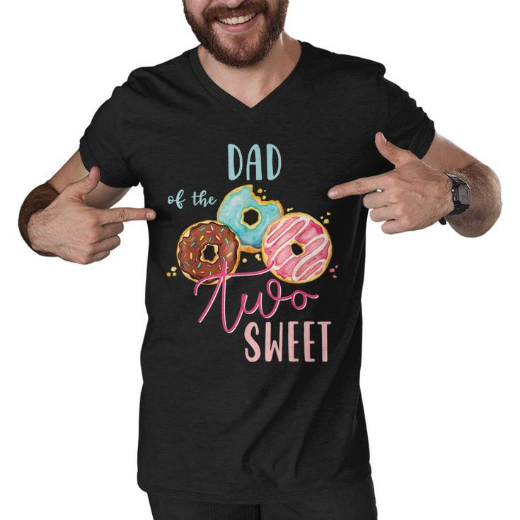 Dad Sweet Two Donut Birthday Party Theme Girl  Men V-Neck Tshirt