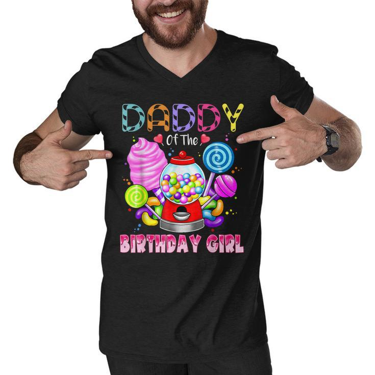 Daddy Of The Birthday Girl Candyland Candy Birthday Party  Men V-Neck Tshirt
